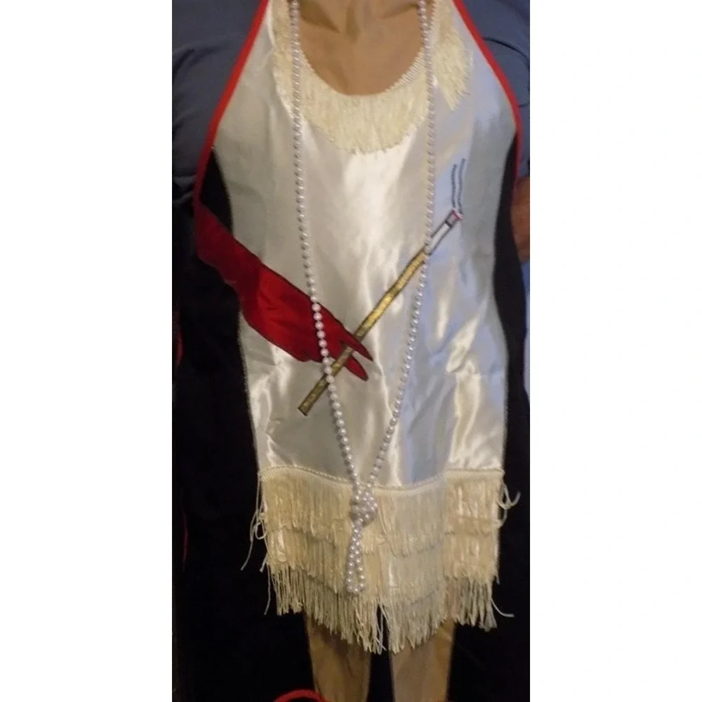 Flapper Dress Cocktail Apron w/ Pearls & Cigarette Gloved Hand Costume Vtg 60's